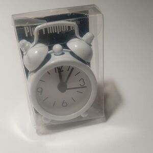 ✦ Pier 1 Imports Mini White Twin Bell Alarm Clock NOS Vintage Boho ✦